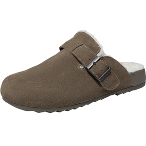 千百度平底加绒勃肯鞋女款2024冬季新款家居保暖可外穿毛毛拖鞋