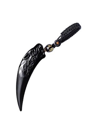 天然黑曜石狼钥匙扣挂件