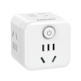 飞利浦小魔方插座插板转换器插头一转多插座USB-C扩展多功能无线