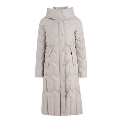 puretouch女士中长款羽绒服白鹅绒保暖米灰色修身百搭冬季外套新