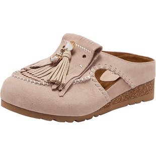 董洁同款真美诗西西里海岸2026春季新款5cm增高厚底勃肯鞋拖鞋女