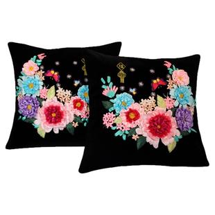 丝带绣抱枕十字绣新款立体彩带秀解闷手工diy刺绣材料包自绣靠垫