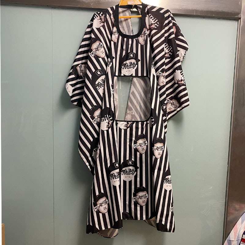 厂家直销发廊专用理发围布服条纹袍披肩用和服清洁小工RJ8028客