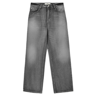 Deinet韩国设计师品牌新款水洗复古做旧阔腿牛仔裤长裤子男女同款