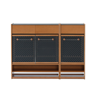 舒梵洞洞板中古风鞋柜/家用入户门口榉木实木透气组合储物收纳柜