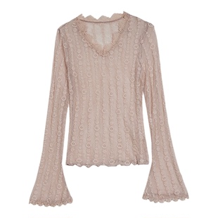 利达 NEW DADADA【v领柔纱蕾丝】蕾丝打底衫女轻奢修身高级感上衣