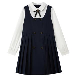 eland kids衣恋童装女童连衣裙秋演出服假两件裙子演出服