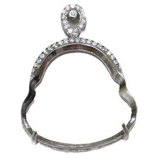 s925纯银简约款白金色佛公吊坠空托翡翠弥勒佛像镶嵌吊坠托包边