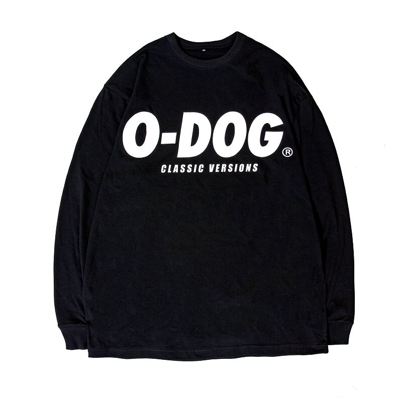 O-DOG 基础款长袖T黑白灰 落肩纯棉休闲运动套头流行字母