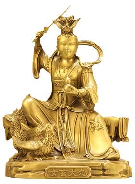 铜九天玄女中式家居佛堂神像摆件