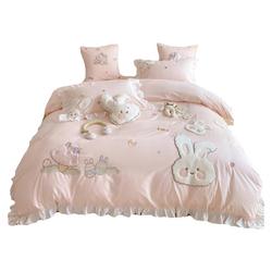 送抱枕！可爱兔子四件套水洗棉