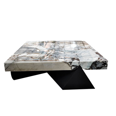 滑哈哈大理石轻奢茶几不锈钢