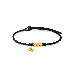 九畴 法棍狗骨头手绳足金999黄金转运珠手链萌宠小狗送女友礼物