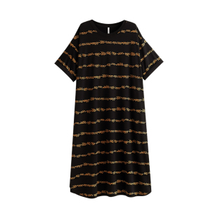 悦内睡裙女款睡衣夏季夏天莫代尔短袖宽松大码休闲可外穿出门长款