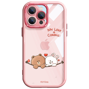 LINE FRIENDS布朗熊苹果17pro手机壳情侣卡通iphone18透明13promax硅胶软壳15plus全包防摔16创意max可爱14套