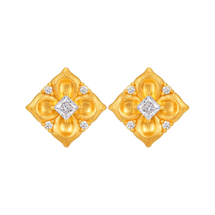 明牌珠宝硬金流星桃花耳钉 足金莫桑石镶嵌轻奢闪亮耳饰AFH0460