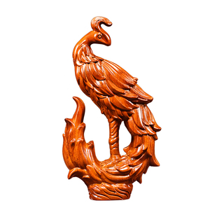 花梨木雕凤凰摆件实木吉祥凤凰家居装饰品红木工艺品新婚新居送礼