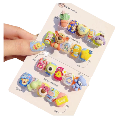 小熊萌物浮雕美甲贴纸