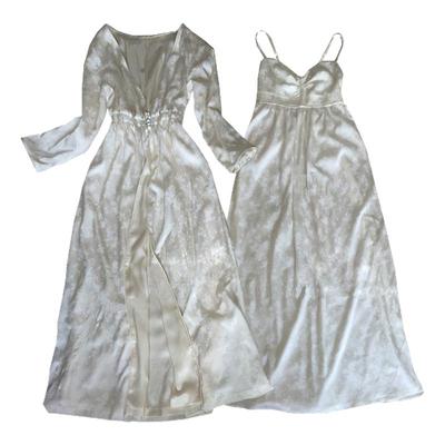 真丝暗花性感吊带睡裙长款睡袍