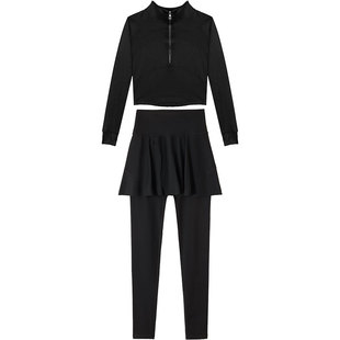 瑜伽服套装女2026新款普拉提训练健身衣跑步运动晨跑服羽毛球裙裤