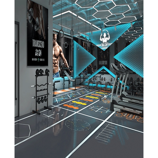 工业风健身房直播背景墙3D立体壁纸挂布几何科技感拳击馆街舞舞蹈室个性新款直播背景墙纸运动直播间背景布
