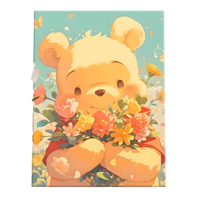 自在色彩鲜花小熊|diy数字油画丙烯填充手工减压油彩涂色装饰画