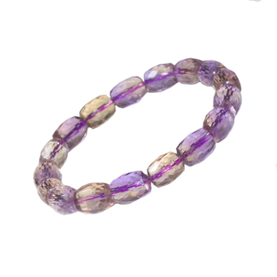 天然紫黄晶手链女款双色桶珠玻利维亚米珠刻面磨面女礼物水晶手串