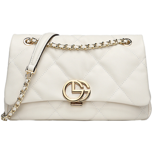 金利来真皮时尚女包2026新款菱格链条柔软单肩包包小众设计斜挎包