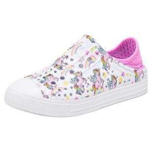 Skechers斯凯奇儿童夏季新款一脚蹬洞洞鞋女大童疏水透气沙滩凉鞋