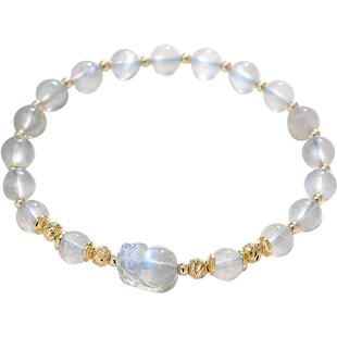 2025年新款天然月光石貔貅水晶手链女ins小众设计时尚百搭手饰品