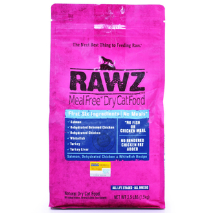 美国RAWZ罗斯无谷低温烘焙鲜肉美毛鸡肉三文鱼猫粮低敏进口7.8磅