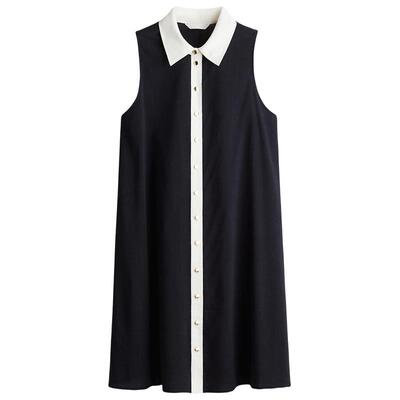 HM女装连衣裙夏季通勤衬衫式法式宽松a字版型高智感连衣裙1293008