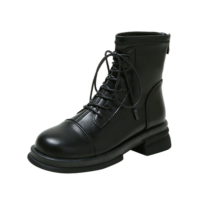 2025新款百搭真皮英伦风马丁靴女