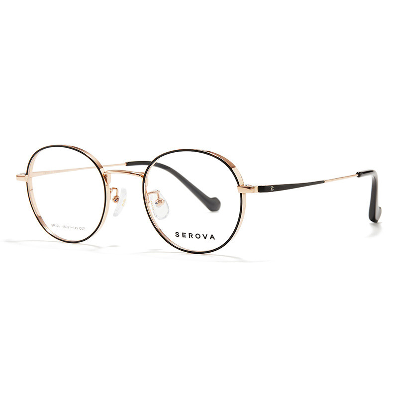 施洛华眼镜框钛合金圆框男女小脸宽边厚边可配高度近视镜片SP326