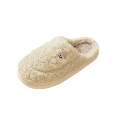 毛绒保暖包头棉鞋纯色