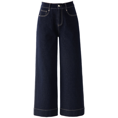 春四季防褪色阔腿牛仔裤女宽松