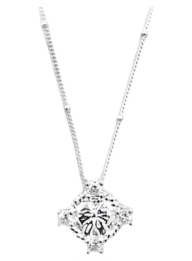 QuriouStone其石·浪漫蝴蝶结印章纽扣锁骨链925纯银锆石项链礼物