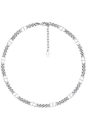 欧洲直邮DIOR/迪奥 CD ICON系列 女士银色饰面黄铜CD标志细款项链