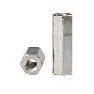 304不锈钢六角加长螺母螺杆连接螺帽丝杆牙条接头M4M5M6M8M10M12