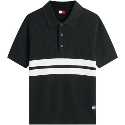 【坑条肌理】Tommy26春夏男女纯棉撞色短袖POLO衬衫领毛衣针织衫
