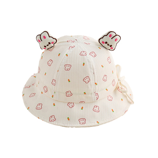 婴儿帽子春夏款洋气超萌男宝遮阳盆帽春季可爱小月龄女宝宝渔夫帽