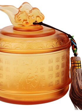 琉璃茶叶罐摆件送长辈节日纪念品