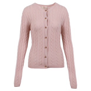 东黎复苏的呼吸-织春 山羊绒圆领珠片绞花时尚女士外搭开衫6006