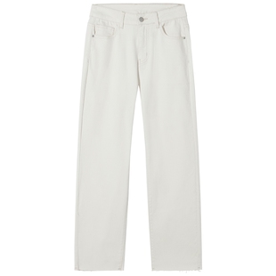 热风女士白色牛仔裤2026年春季新款基础九分直筒显瘦百搭牛仔裤