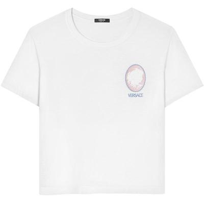 【季末优惠】VERSACE/范思哲 女士Cameo Logo修身T恤