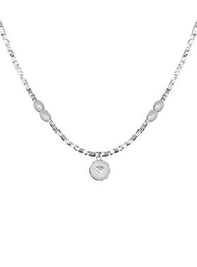 碎银子爱心珍珠吊坠拼接项链女