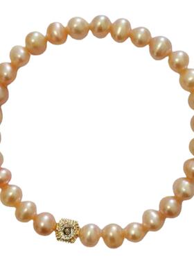 女生7mm天然珍珠锆钻轻奢手串