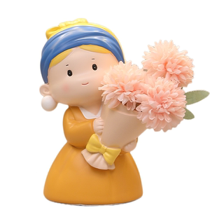 珍珠女孩捧花网红花瓶摆件进门口玄关客厅桌面轻奢高级感插花装饰