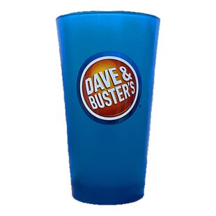 美国Dave and Buster's美式餐饮快餐蓝色磨砂玻璃杯水杯啤酒杯