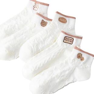 袜子女网红爆款短款ins潮百搭可爱小熊袜春夏薄款低帮浅口船袜